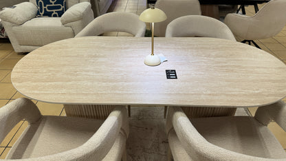 Oslo Beige Sintered Stone Dining Table 2.0 Plus Six Chairs