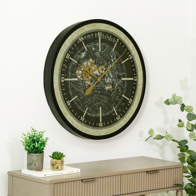 80cm Black and Gold Gears Wall Clock