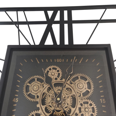 60cm Black and Gold Square Gears Wall Clock