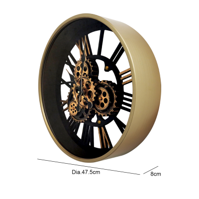 47.5cm Black Gears Wall Clock