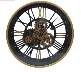 47.5cm Black Gears Wall Clock
