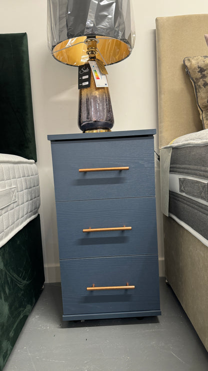 3 Drawer Bedside Cabinet Blue