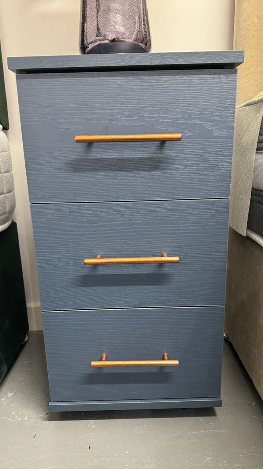 3 Drawer Bedside Cabinet Blue