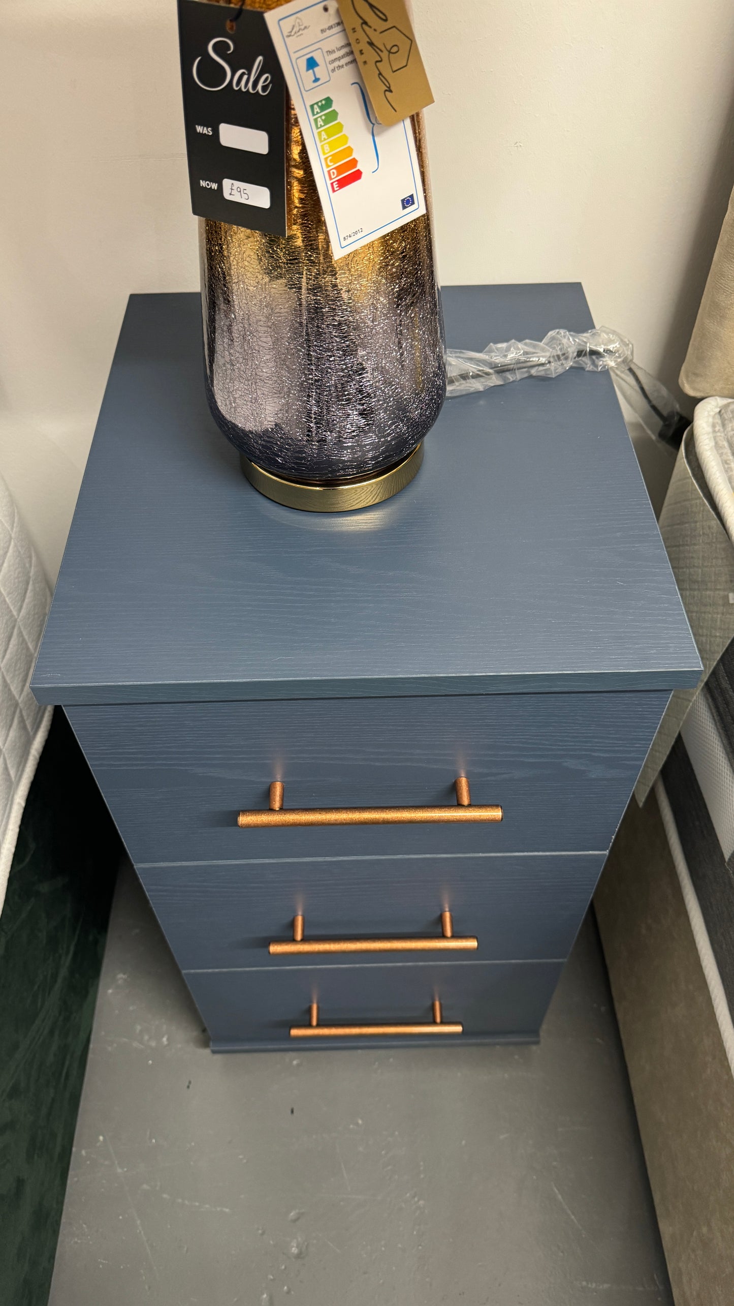 3 Drawer Bedside Cabinet Blue