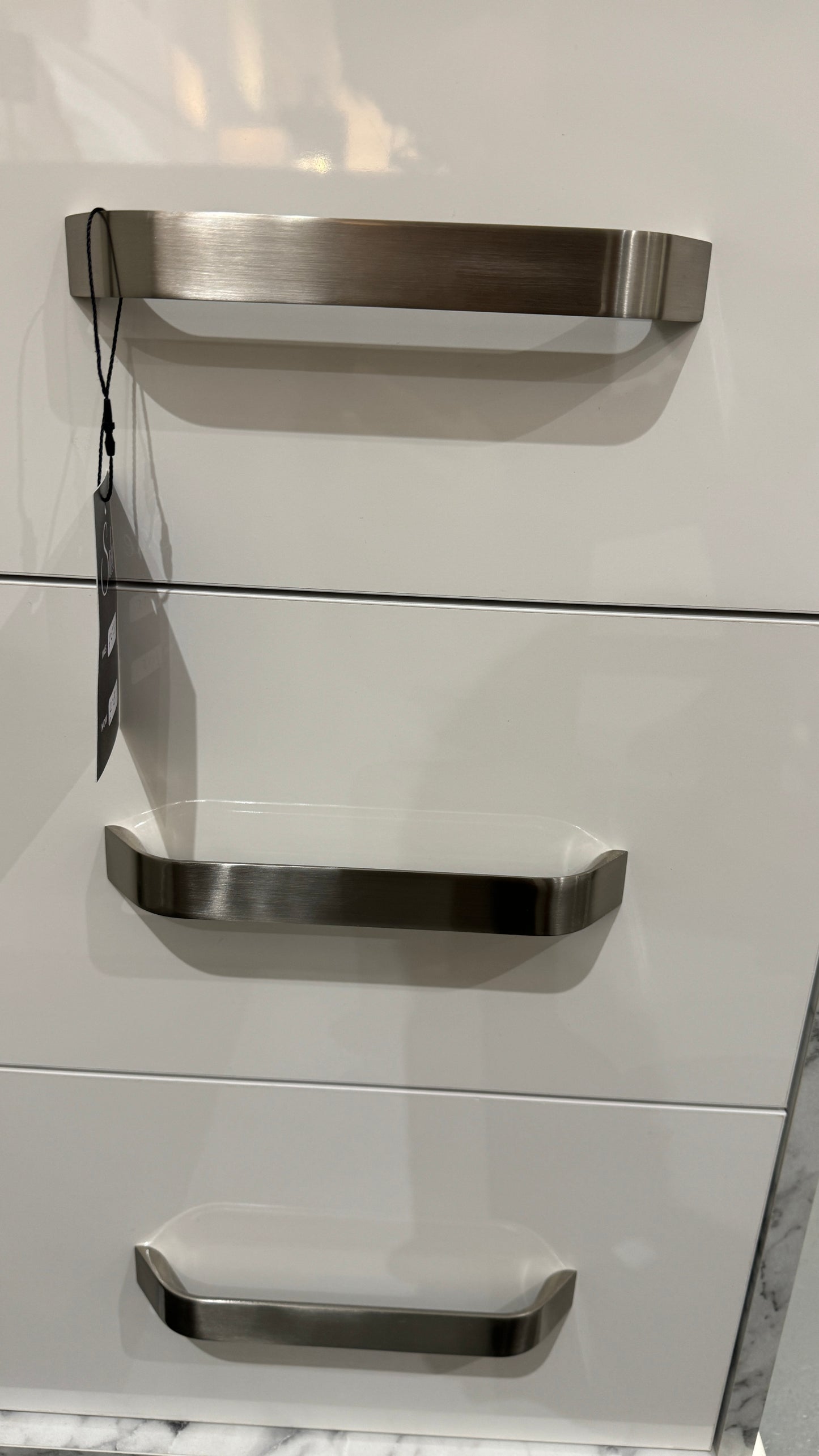 3 Drawer Bedside Cabinet Marble & White Gloss