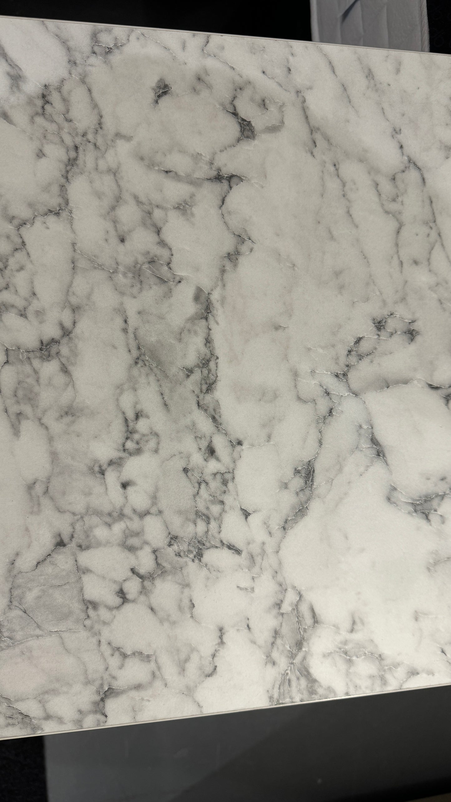 3 Drawer Bedside Cabinet Marble & White Gloss