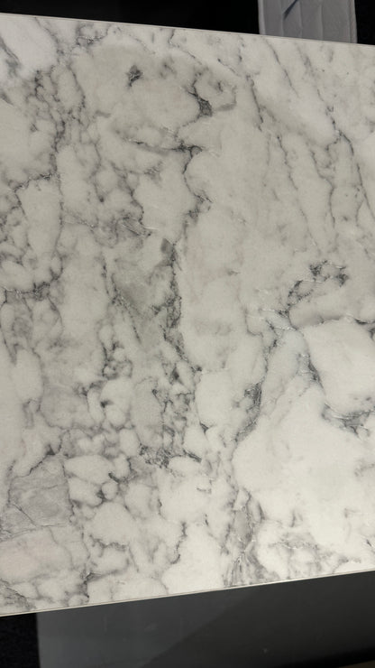 3 Drawer Bedside Cabinet Marble & White Gloss