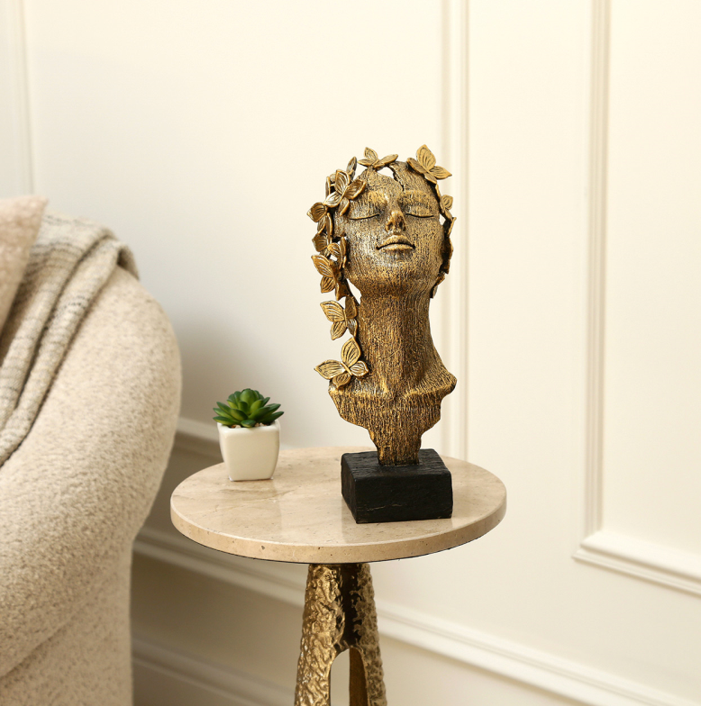 Face Polyresin Leaf Figurine