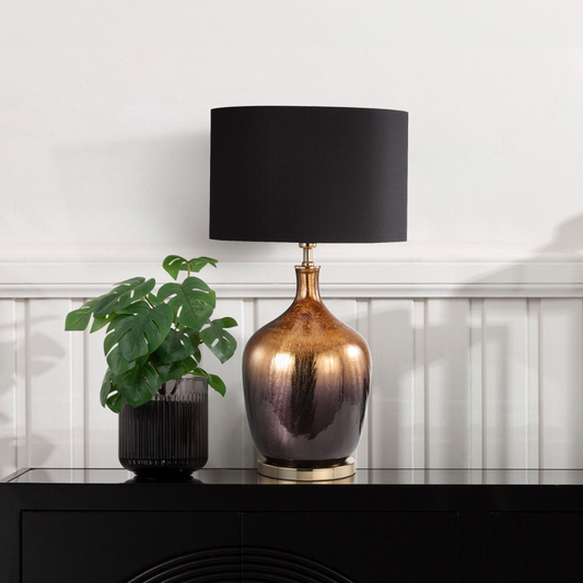 76cm Glass Table Lamp With Velvet Shade