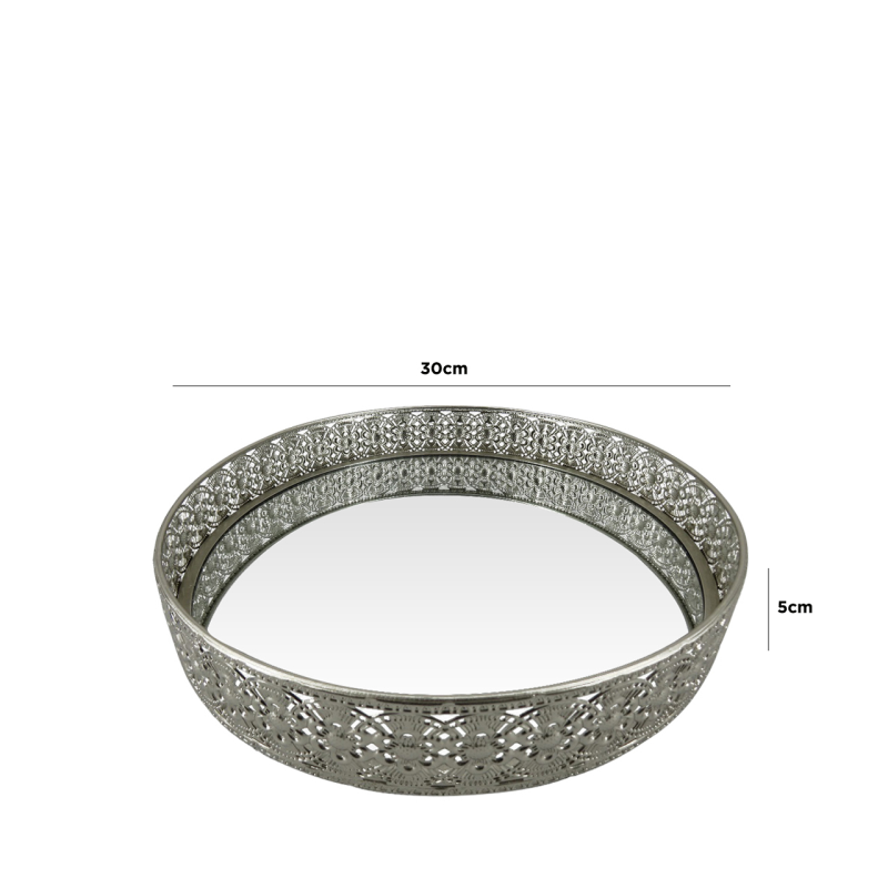 30cm Lattice Nickel and Mirror Tray