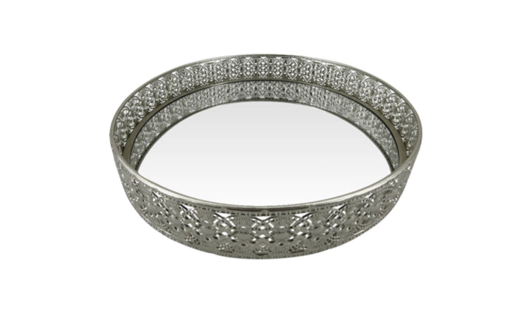 30cm Lattice Nickel and Mirror Tray