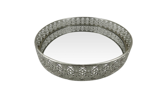 30cm Lattice Nickel and Mirror Tray