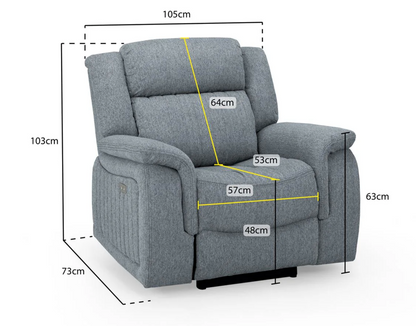 Tipton Grey Electric Recliner Sofa