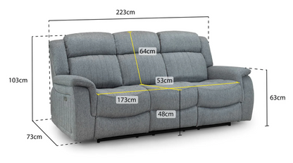 Tipton Grey Electric Recliner Sofa