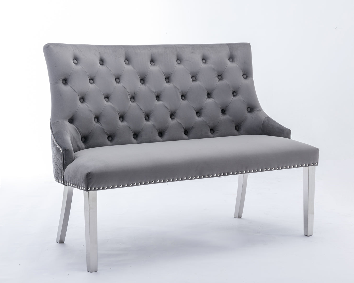 Majestic Grey Velvet High Back Kitchen Bench