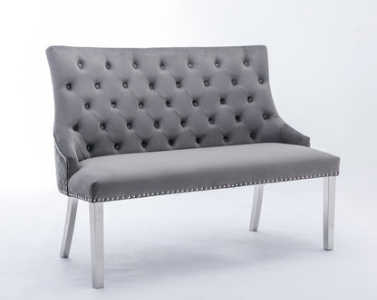 Majestic Grey Velvet High Back Kitchen Bench