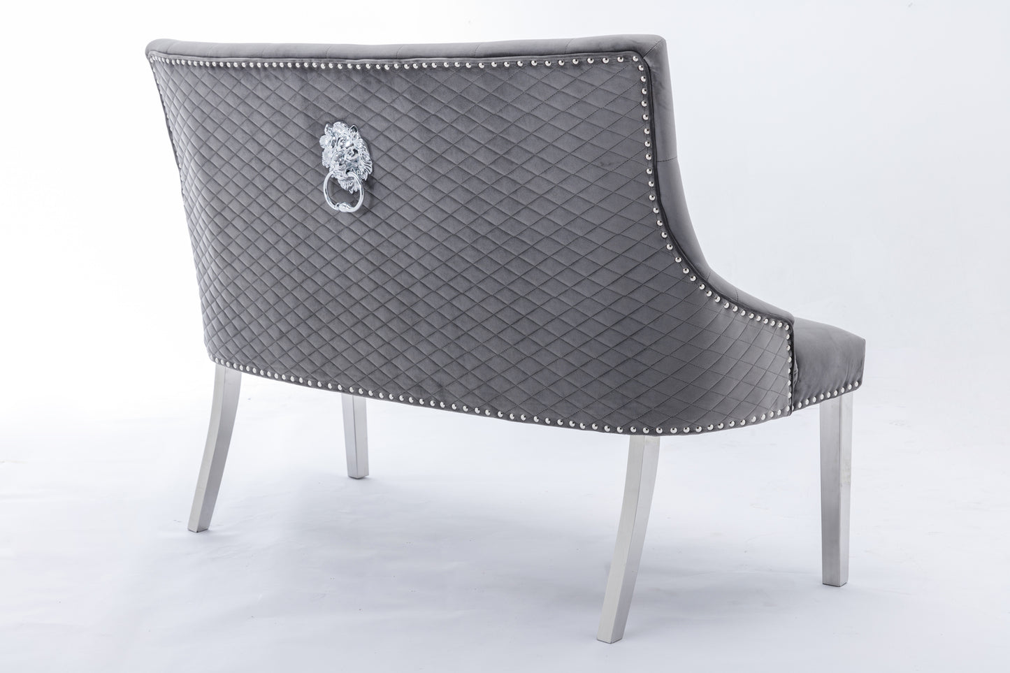 Majestic Grey Velvet High Back Kitchen Bench