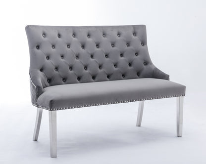 Majestic Grey Velvet High Back Kitchen Bench