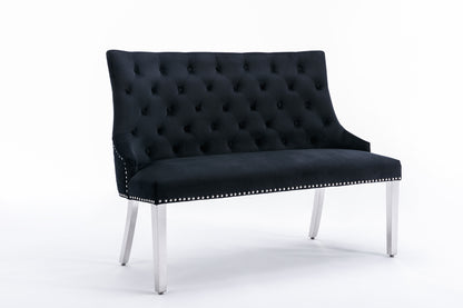 Majestic Black Velvet High Back Kitchen Bench