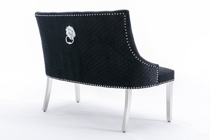 Majestic Black Velvet High Back Kitchen Bench