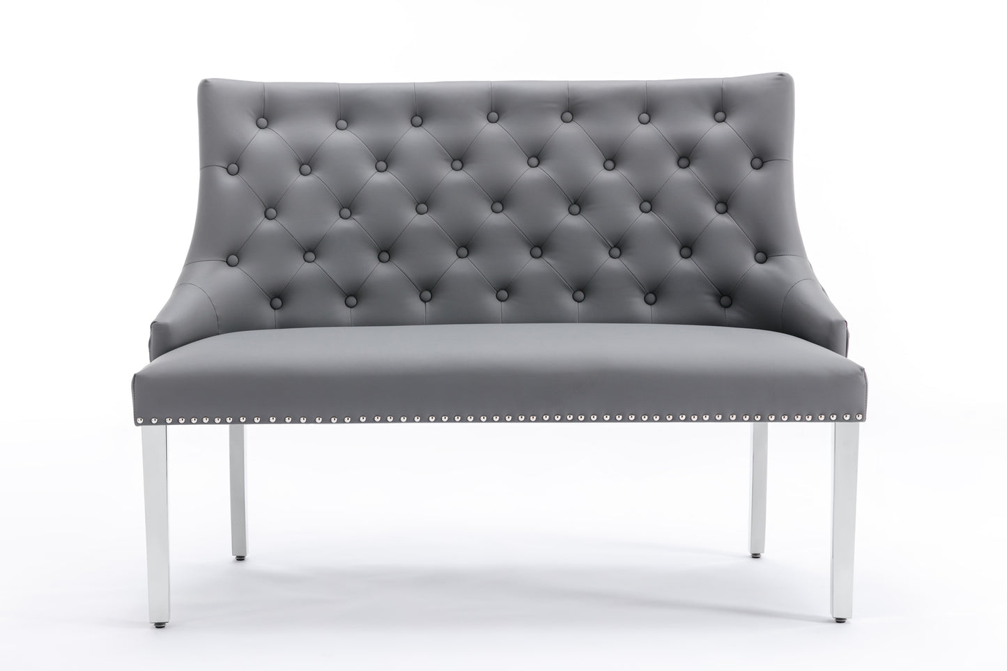 Majestic Grey Velvet High Back Kitchen Bench