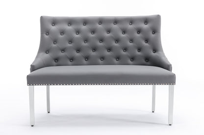 Majestic Grey Velvet High Back Kitchen Bench
