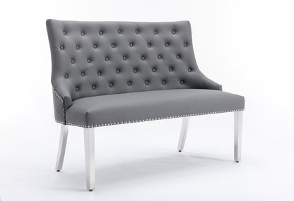 Majestic Grey Velvet High Back Kitchen Bench