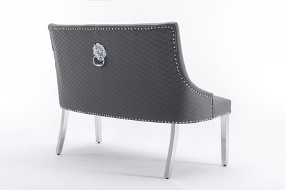 Majestic Grey Velvet High Back Kitchen Bench