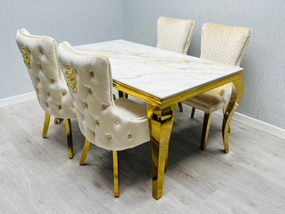 Sofia Marble Cream and Gold Dining Table