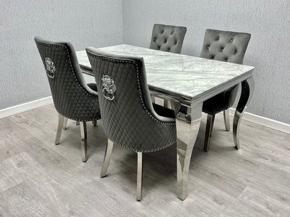 Sofia Grey and Silver Marble Dining Table
