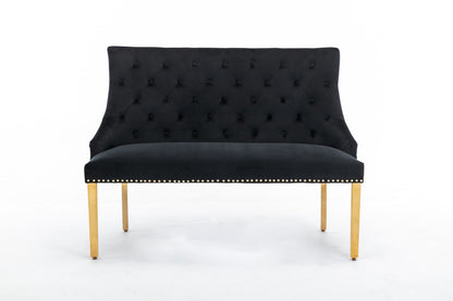 Majestic Black Velvet High Back Kitchen Bench