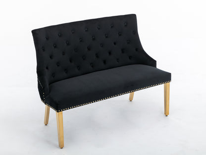 Majestic Black Velvet High Back Kitchen Bench