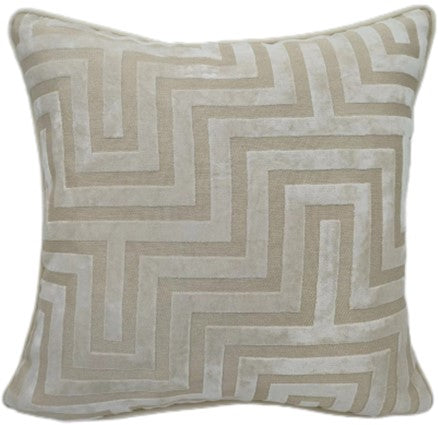 Paul Moneypenny Maze Cut Velvet Cushion Ivory