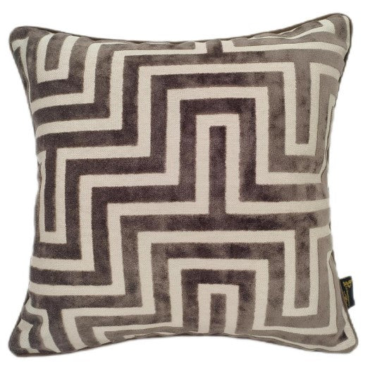 Paul Moneypenny Maze Cut Velvet Cushion Chocolate