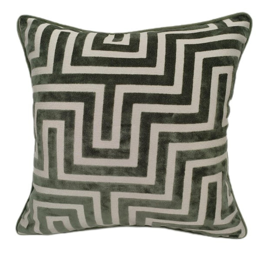Paul Moneypenny Maze Cut Velvet Cushion Sage