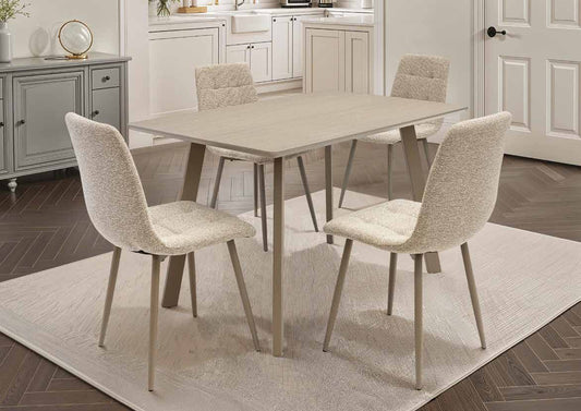 Modern Soft Grey Dining Table Plus Four Chairs