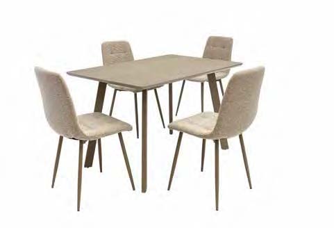 Modern Soft Grey Dining Table Plus Four Chairs