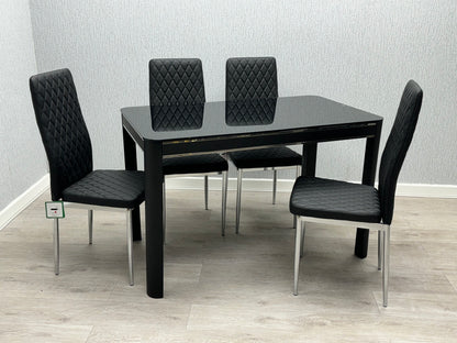 Morano Glass Dining Table & 4 Chairs