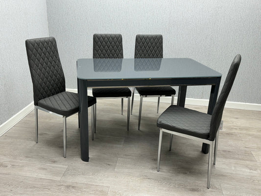 Morano Glass Dining Table & 4 Chairs