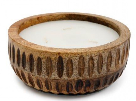 Mushroom Ribbed Edge Wooden Sandalwood & Bergamot Candle