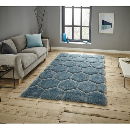 Noble House Blue/Grey Hexagon Rug