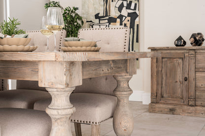 Norfolk Hand Carved Wooden Dining Table & 6 Lincoln Chairs