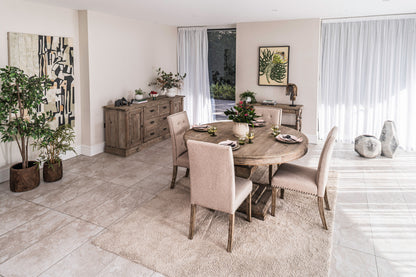 Norfolk Hand Carved Wooden Dining Table & 6 Lincoln Chairs