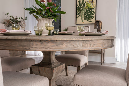 Norfolk Hand Carved Wooden Dining Table & 6 Lincoln Chairs