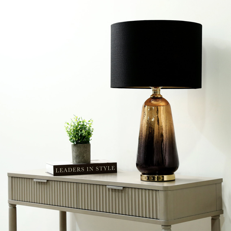 Ombre Glass Table Lamp with Linen Shade