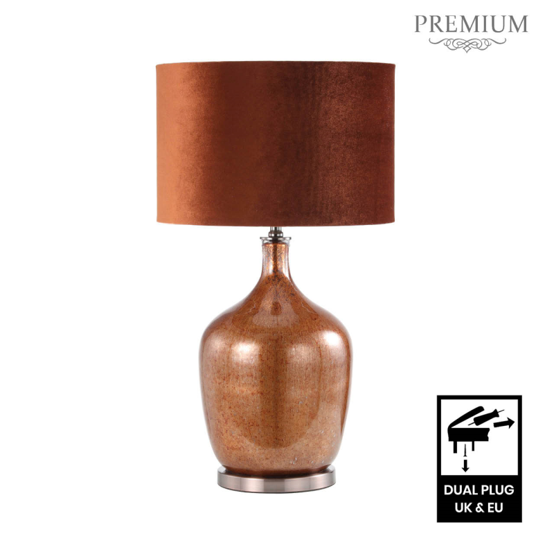 76cm Glass Table Lamp With Velvet Shade