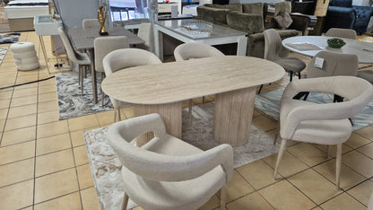 Oslo Beige Sintered Stone Dining Table 2.0 Plus Four Chairs