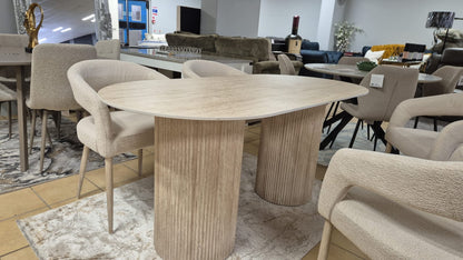 Oslo Beige Sintered Stone Dining Table 2.0 Plus Four Chairs