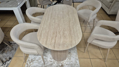 Oslo Beige Sintered Stone Dining Table 2.0 Plus Four Chairs