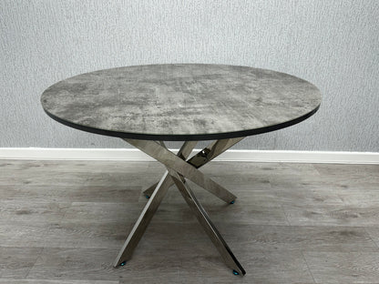 Tokyo Grey Stone Effect Glass Round Dining Table & 4 Chairs